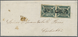 Br Bolivien: 1867, Condor 5 C Deep-green, Position 39/51, Vertical Pair Tied By Single-line "STA. CRUZ" - Bolivia