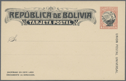 GA Bolivien: 1909, 4 Ct Rose/black Independence War, Unlisted Essay Of Postal Stationery Card. VF Mint - Bolivien