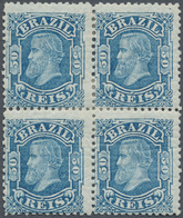 * Brasilien: 1881, Dom Pedro, 50r. Blue, Block Of Four, Bright Colour And Well Perforated, Mint O.g. W - Other & Unclassified