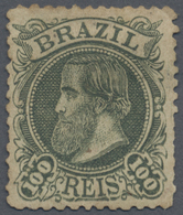 (*) Brasilien: 1882, Dom Pedro, 100r. Blackish Green Showing Variety "partial Double Impression Of Desig - Other & Unclassified