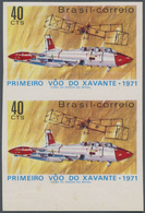 ** Brasilien: 1971, 40c. Xavante First Flight, Imperforate Bottom Marginal Vertical Pair, Unmounted Min - Sonstige & Ohne Zuordnung