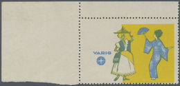 (*) Brasilien - Privatflugmarken Varig: VARIG Air Mail Stamp Missing Print Frame And Value, Corner Margi - Luftpost (private Gesellschaften)