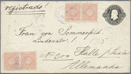 GA Brasilien - Ganzsachen: 1867, Stationery Envelope 200 R Black With Watermark, Uprated 4x 100 R Red, - Ganzsachen