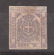 Modena / Modène Antichi Stati Italia 1859, Armoiries, Yvert N° 9 A,20 C Violet Gris , Neuf (*), Signé TB Cote 750 Euros - Modène