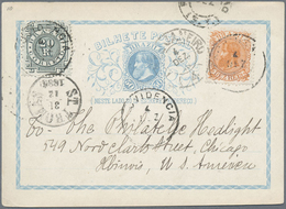 GA Brasilien - Ganzsachen: 1883, Stationery Card 50 R Light-blue Uprated 10 R Orange And 20 R Green Sen - Interi Postali