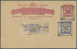 GA Britisch-Zentralafrika: 1901, Postal Stationery Card 1d. Carmine (1901) Used Uprated By 1 Pence Blue - Altri & Non Classificati