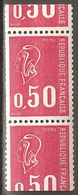 France 1971 1664 Roulette Neuf **,  Paire Avec Variété De Massicotage, Trace Des Picots - Rollen