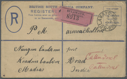 GA Britische Südafrika-Gesellschaft: 1909, 4 Pence Registered Envelope Uprated With 2 X 2 1/2 P. Blue ( - Ohne Zuordnung