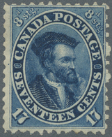 * Canada: 1859, Jacques Cartier 17c. Deep Blue Unused With Large Part Original Gum (hinged), Fine And - Andere & Zonder Classificatie