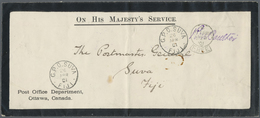 Br Canada: 1901. Stamp-less Mourning Envelope Headed 'On His Majesty's Service' With 'Post Office Depar - Other & Unclassified