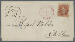 Br Chile: 1860/1870, Five Folded Entires With Different Frankings Incl. Imperf. Single 10c. Blue, Imper - Chili