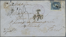 Br Chile: 1876. Envelope (faults) Addressed To France Bearing Chile Yvert 14. 10c Blue Tied By Cork Can - Chile