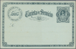 GA Chile - Ganzsachen: 1892, Chile. Officiale Postcard (carton Color: Blue-green) Without Face Value. O - Chili