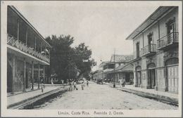 GA Costa Rica: 1923, Picture Stationery Card 4 C With Motive No.8 "Limon, Avenida 2. Oeste" And Adverti - Costa Rica