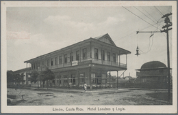 GA Costa Rica: 1923, Picture Stationery Card 4 C With Motive No.21 "Limon, Hotel Londres Y Logia" And A - Costa Rica