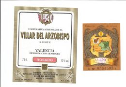 Etiquette De VIN D'ESPAGNE " VILLAR DEL ARZOBISPO - Valencia Rosado " - Rosés
