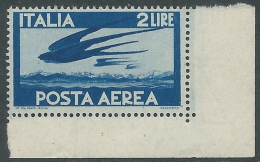 1945-46 ITALIA POSTA AEREA DEMOCRATICA 2 LIRE FILIGRANA RUOTA MNH ** - I33 - Airmail