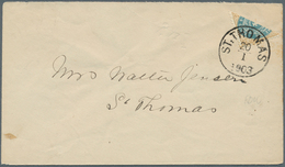 Br Dänisch-Westindien: 1902, Diagonal Bisected 4 C Blue/ocre On Envelope With Date Of First Day(!) Of B - Dänische Antillen (Westindien)