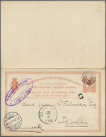 GA Dänisch-Westindien: 1906, Stationery Double Card 10 Bit, Question Card With Mute 4-ring Cancel Sent - Denmark (West Indies)