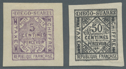 * Diego Suarez - Portomarken: 1891, 'Wertziffer Im Rahmen' 5 C. Violett Und 50 C. Schwarz Beide Vollra - Other & Unclassified