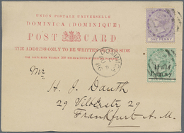 Br/GA Dominica: 1882, Official Postcard Form With 5-line Text In Red, Franked With 1 D Violet And Half Pen - Dominique (...-1978)