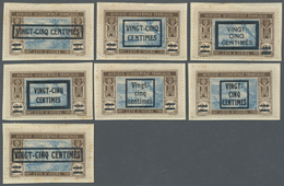 Brfst Elfenbeinküste: 1922, VINGT-CINQ-CENTIMES On 2 F. Brown/blue With Overprint, Seven Different Value O - Covers & Documents