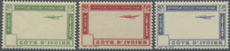 ** Elfenbeinküste: 1942, Airmails, Design "Plane And Camel Caravan", Group Of Three Perf. Stage Proofs - Storia Postale