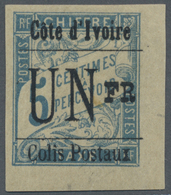 * Elfenbeinküste - Paketmarken: 1903, "UN FR" On 5c. Light Blue, Surcharge Typ IX, Marginal Copy From - Ivoorkust (1960-...)