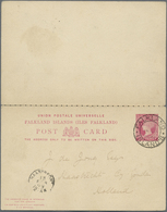 GA Falklandinseln - Ganzsachen: 1892, 1 D Carmine QV Psc Sent C.t.o From FALKLAND ISLANDS, 5.AU 96, Via - Falklandinseln