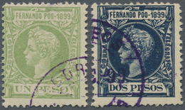 O Fernando Poo: 1899, Alfons XIII., 1p. Green And 2p. Blue, Both Top Values Of The Set, Fresh Colours, - Fernando Po