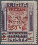 * Fezzan: 1943, 50fr. On 75c. Violet And Carmine, Fresh Colours, Normally Perforated (slightly Round U - Covers & Documents