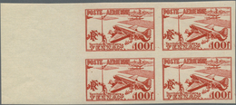 ** Fezzan: 1948, Imperf Air Mail Set Of Two Values In Margin Blocks Of Four, Mint Never Hinged, Fine An - Brieven En Documenten