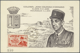 MK Fezzan: 1949, 15fr. Colonel D'Ornano On Maximum Card, Neatly Oblit. "SEBHA 11.1.1950" (the 9th Anniv - Storia Postale