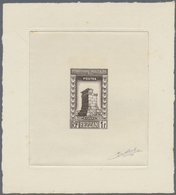 (*) Fezzan: 1949, Mausoleum Djerma 1 Fr. "Epreuve De Artiste" Single Die Proof Black-brown With Handwrit - Lettres & Documents