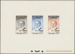 (*) Fezzan: 1951, Definitives "Agriculture", Complete Set, Four Epreuve Collective (one Piece Slightly C - Covers & Documents