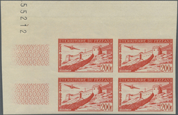 ** Fezzan: 1951, Imperf Air Mail Set Of Two Values In Corner Margin Blocks Of Four With Imprint, Mint N - Brieven En Documenten