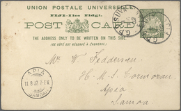 GA Fiji-Inseln: 1897/1928, Seven Different Stat. Postcards Incl. Two Uprated Prov. Surcharged Issues (o - Fidji (...-1970)