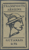 (*) Französisch-Guyana - Flugmarken (T.A.G.): 1921, 75 C. Black On Gray, Large Margins All Around, Unuse - Storia Postale