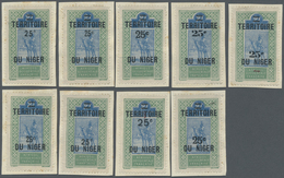 Brfst Französisch-Niger: 1922, 25 C. On 2 F. Green/blue Tuareg With Overprint, Seven Different Value Overp - Briefe U. Dokumente