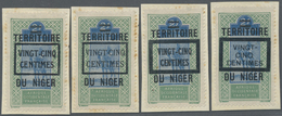 Brfst Französisch-Niger: 1922, VINGT-CINQ-CENTIMES On 2 F. Green/blue Tuareg With Overprint, Four Differen - Lettres & Documents