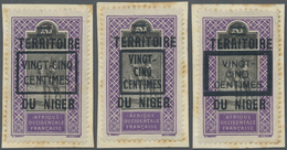 Brfst Französisch-Niger: 1922, VINGT-CINQ-CENTIMES On 5 F. Violet/black Tuareg With Overprint, Three Diffe - Brieven En Documenten