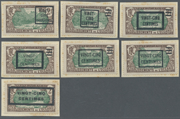 Brfst Französisch-Ozeanien: 1924, VINGT-CINQ-CENTIMES On 2 Fr. Brown/green With Overprint, Seven Different - Sonstige & Ohne Zuordnung