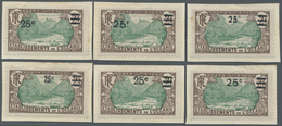 Brfst Französisch-Ozeanien: 1924, 25 C. On 2 Fr. Brown/green With Overprint, Six Different Overprint Types - Other & Unclassified