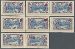 Brfst Französisch-Ozeanien: 1924, 25 C. On 5 Fr. Violet/blue With Overprint, Eight Different Overprint Typ - Sonstige & Ohne Zuordnung