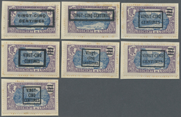 Brfst Französisch-Ozeanien: 1924, VINGT-CINQ-CENTIMES On 5 Fr. Violet/blue With Overprint, Seven Different - Sonstige & Ohne Zuordnung