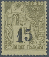 (*) Gabun: 1889, 15 (C) On 1 Fr. Olive On Light Yellow Unused With New Gum, Signed Brun. (Yvert 7; € 2.8 - Other & Unclassified