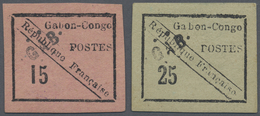 * Gabun: 1889 'Gabon-Congo' 15c. And 25c. Both Mint With Hinge Marks, Fresh And Fine, 15c. (Type 2) Si - Other & Unclassified