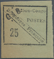 * Gabun: 1889, 25 C. Black/green With Surcharge „GAB”, Unused, Slight Age-related Paper Tanning. Signe - Andere & Zonder Classificatie