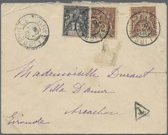 Br Gabun: 1906. Roughly Opend Envelope Addressed To France Bearing Gabon Yvert 16, 1c Black/azure And Y - Other & Unclassified