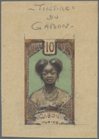 (*) Gabun: 1910 Gabon, Original Hand Painted Artwork For The Pictorial Issue, Approximately 83x112mm, Un - Autres & Non Classés